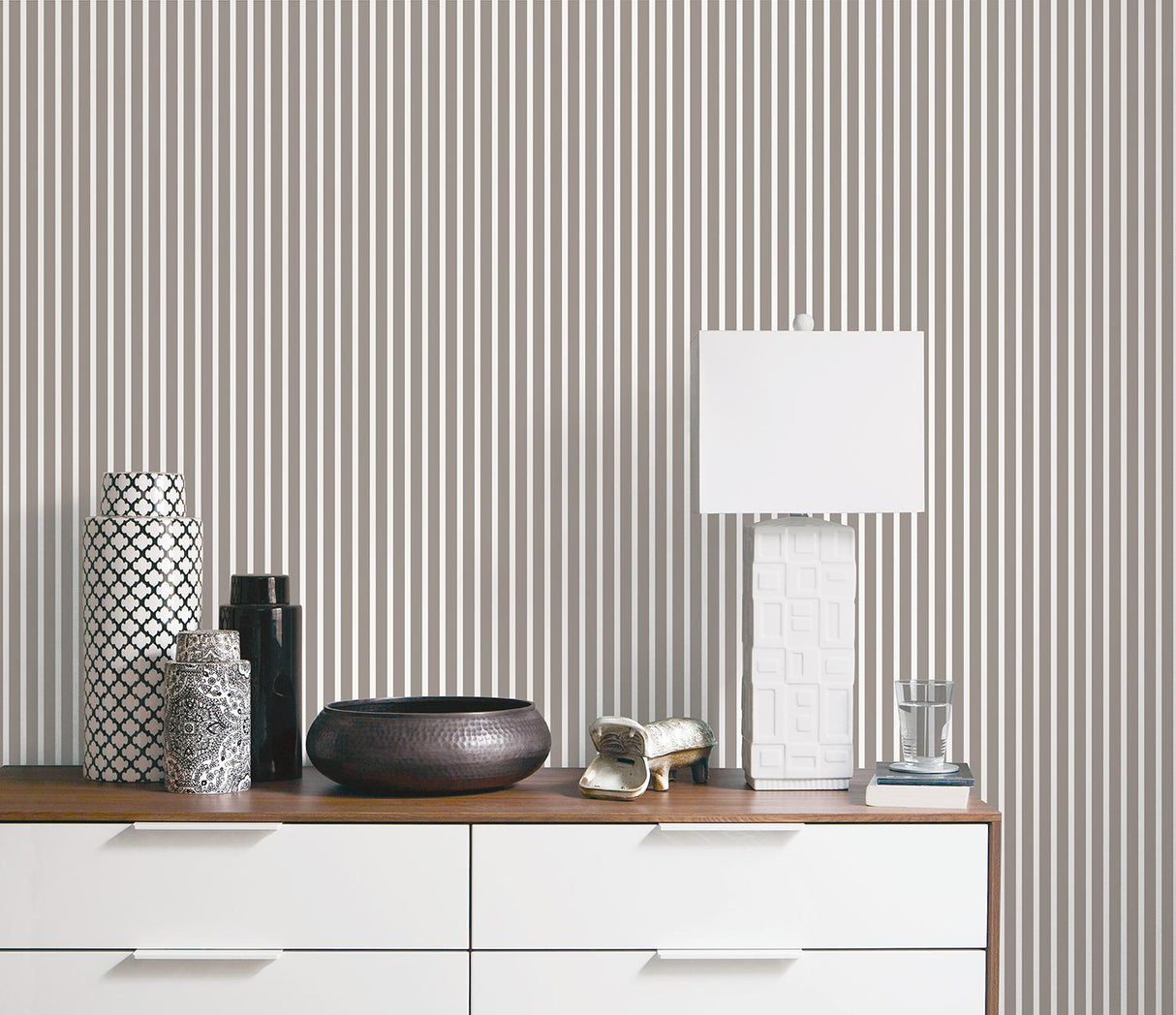 Galerie BUTCHER STRIPE Silver Grey Wallpaper