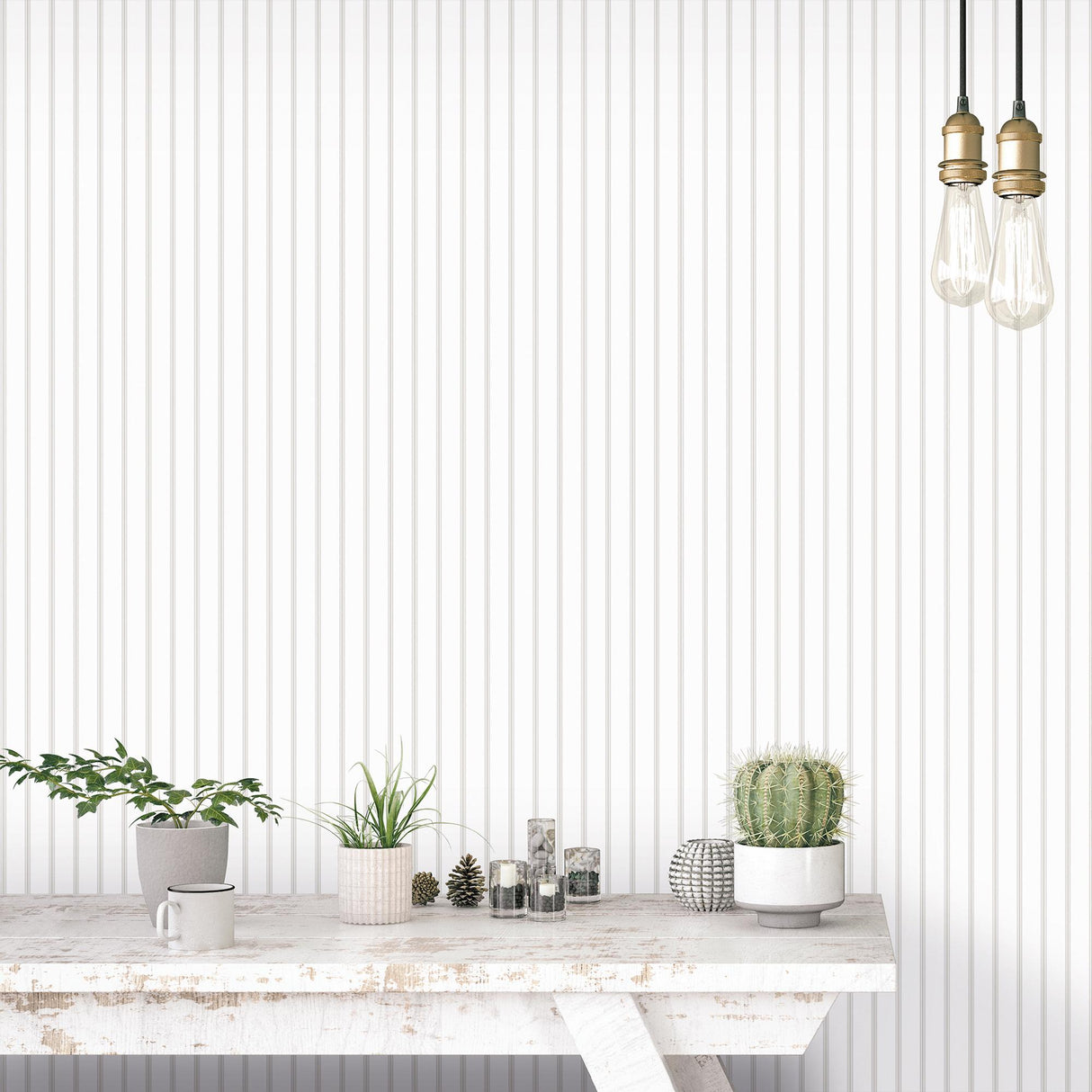 Galerie Napkin Stripe Silver Grey Wallpaper