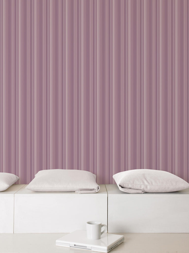 Galerie PINSTRIPE Purple Lilac Wallpaper