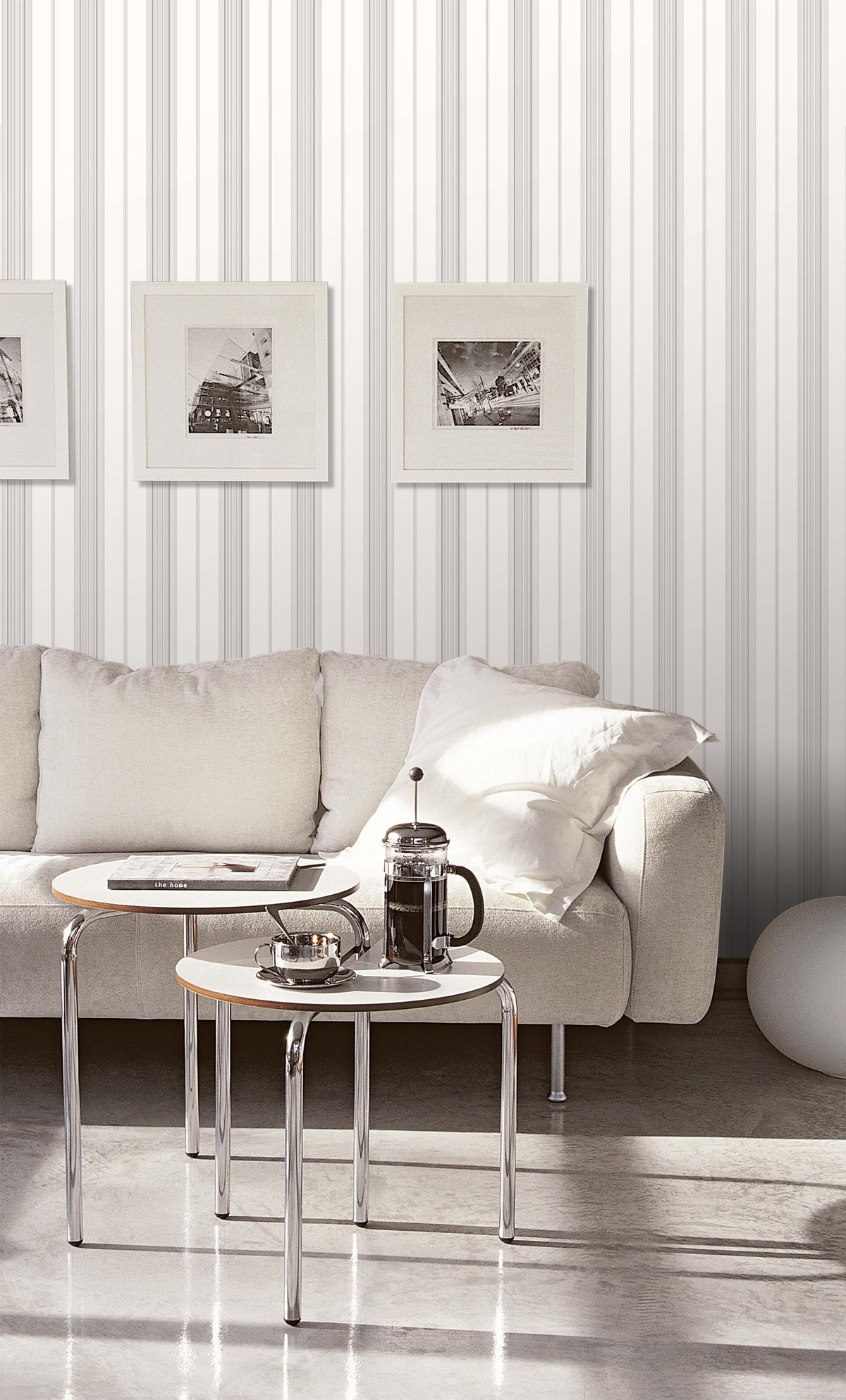 Galerie SLIM STRIPE Silver Grey Wallpaper
