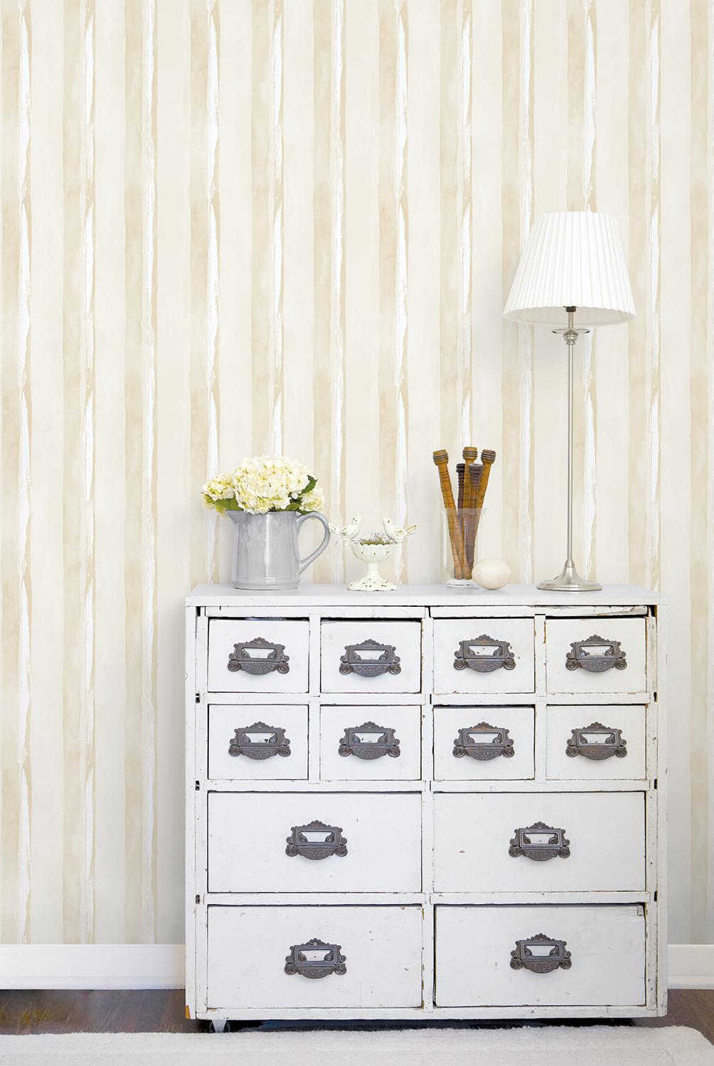 Galerie WATERCOLOUR STRIPE Beige Wallpaper