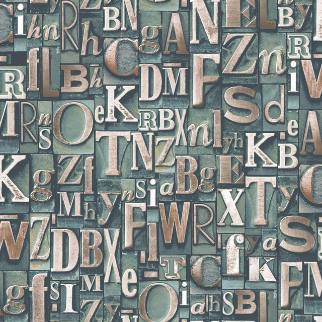 Galerie Block Letters Green Wallpaper