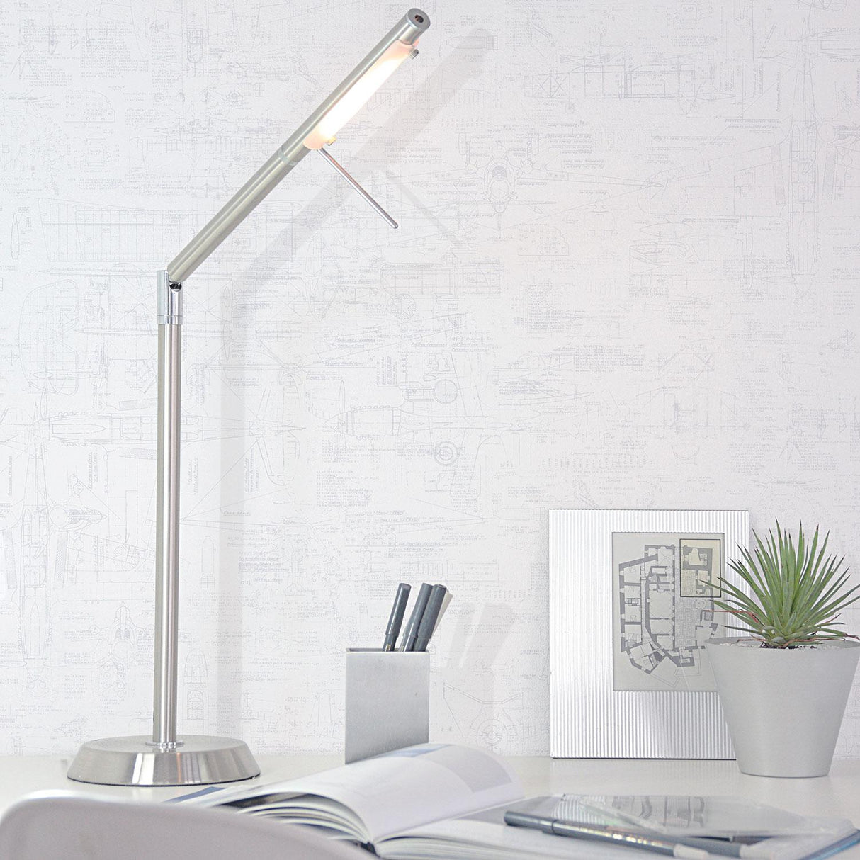 Galerie Blueprint White Wallpaper