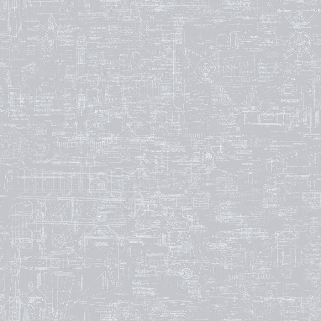 Galerie Blueprint Silver Grey Wallpaper