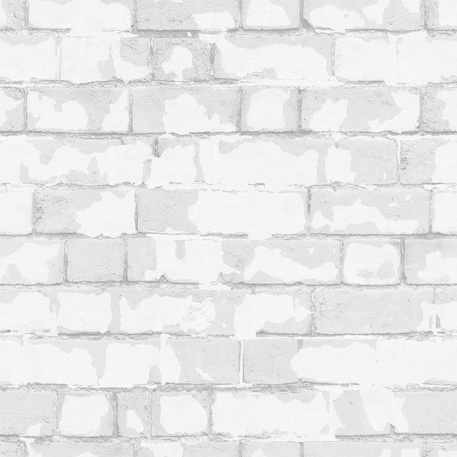 Galerie Brick Wall Silver Grey Wallpaper