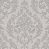 Galerie Silk Damask Silver Grey Wallpaper