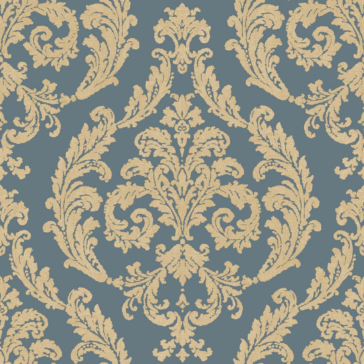 Galerie Silk Damask Blue Wallpaper
