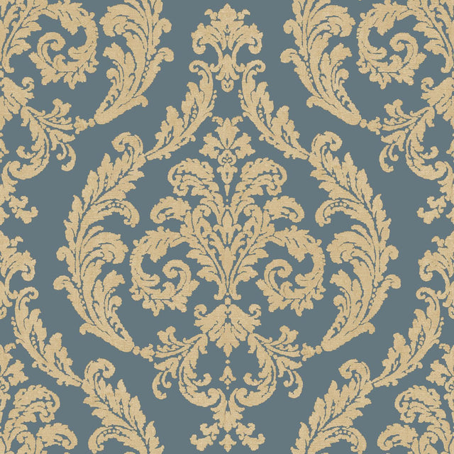 Galerie Silk Damask Blue Wallpaper