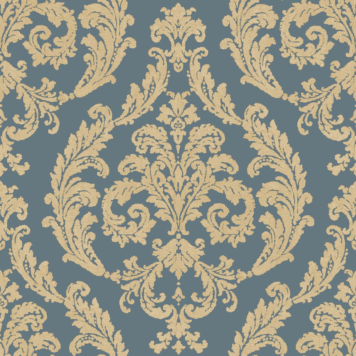 Galerie Silk Damask Blue Wallpaper