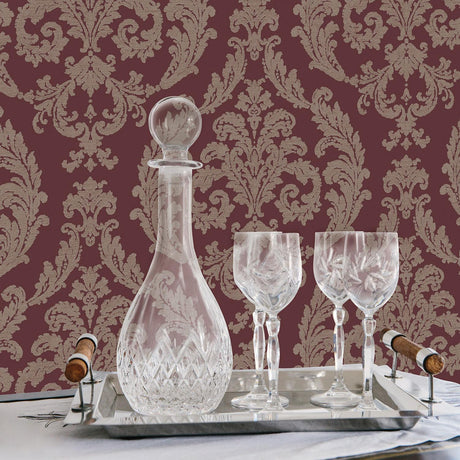 Galerie Silk Damask Red Wallpaper