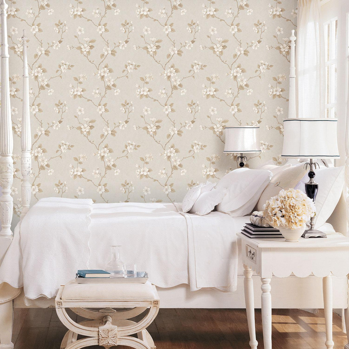 Galerie Dogwood Floral Cream Wallpaper
