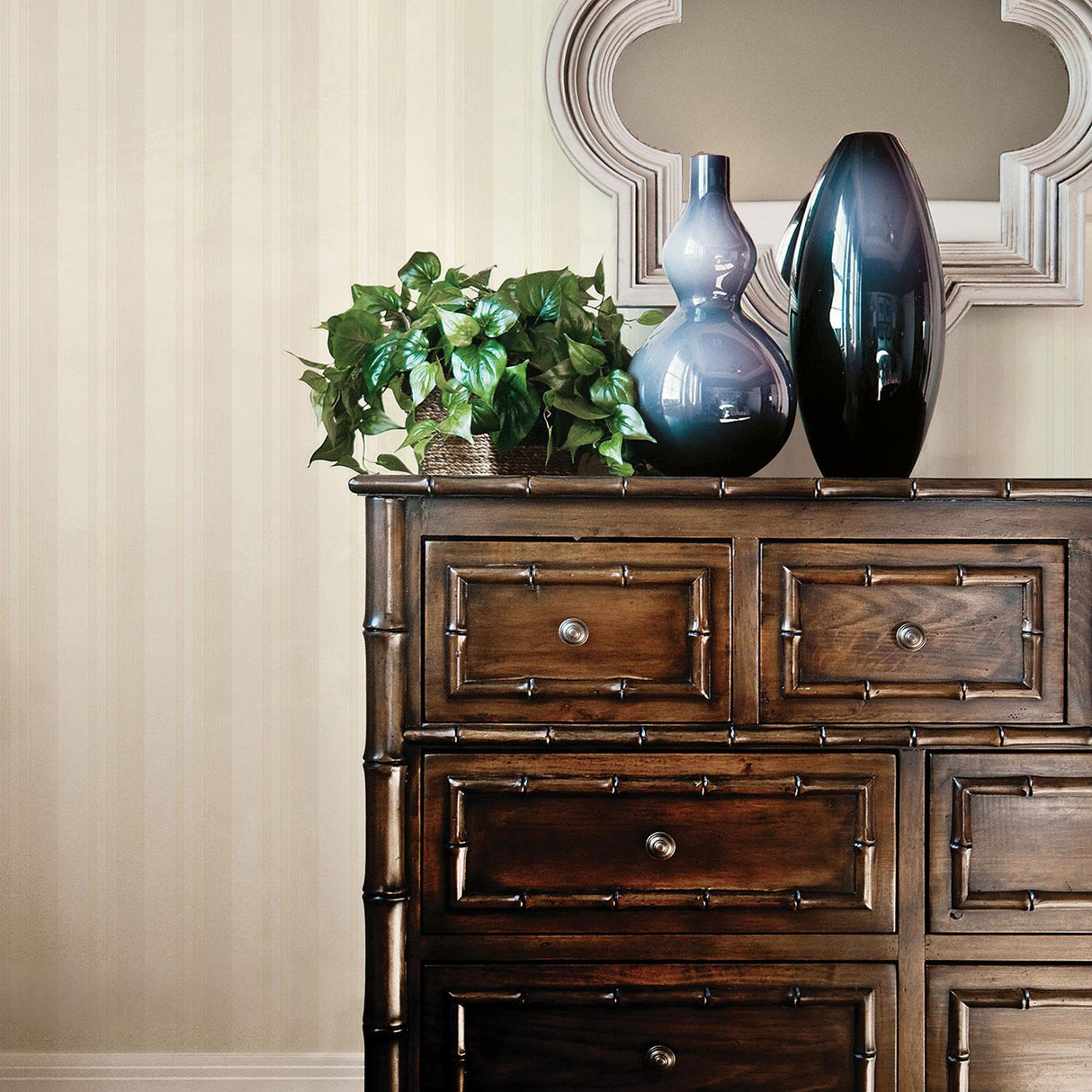 Galerie Silk Stripe Cream Wallpaper