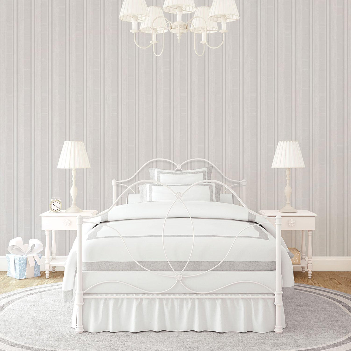 Galerie Silk Stripe Silver Grey Wallpaper