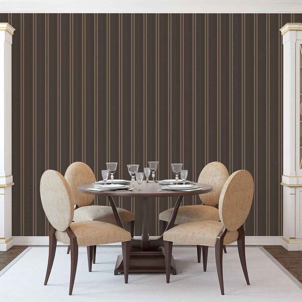 Galerie Silk Stripe Bronze Brown Wallpaper
