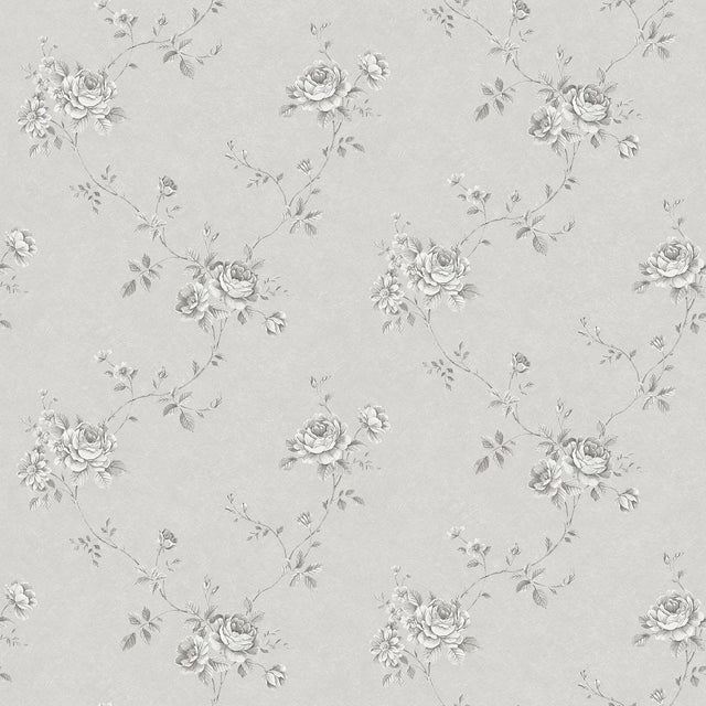 Galerie Turquoise Floral Silver Grey Wallpaper