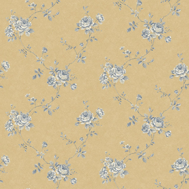 Galerie Turquoise Floral Gold Wallpaper