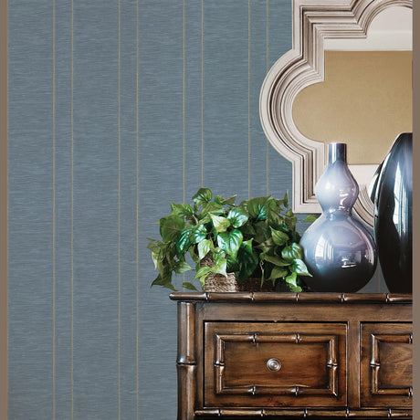Galerie Pleated Stripe Blue Wallpaper