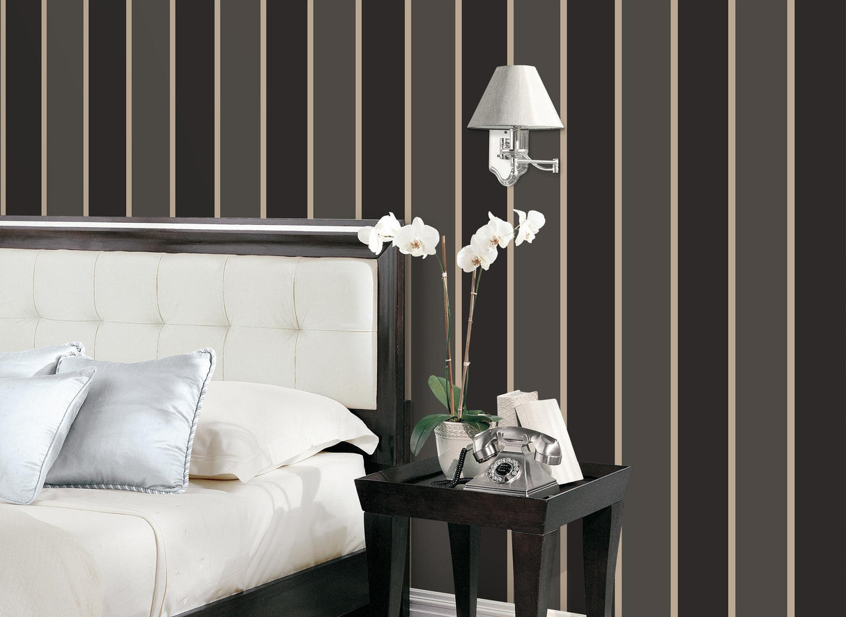 Galerie FORMAL STRIPE Bronze Brown Wallpaper