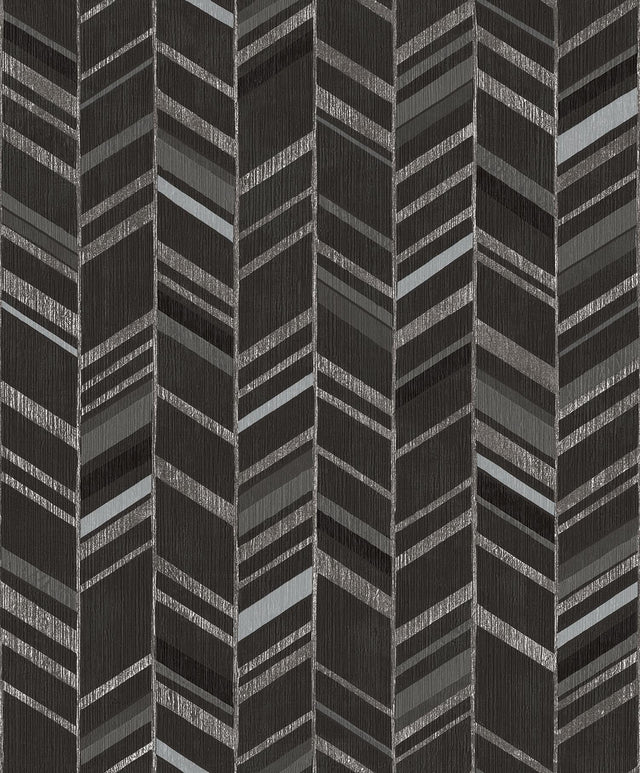 Galerie Glitter Chevrons Black Wallpaper