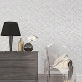 Galerie Glitter Chevrons Silver Grey Wallpaper