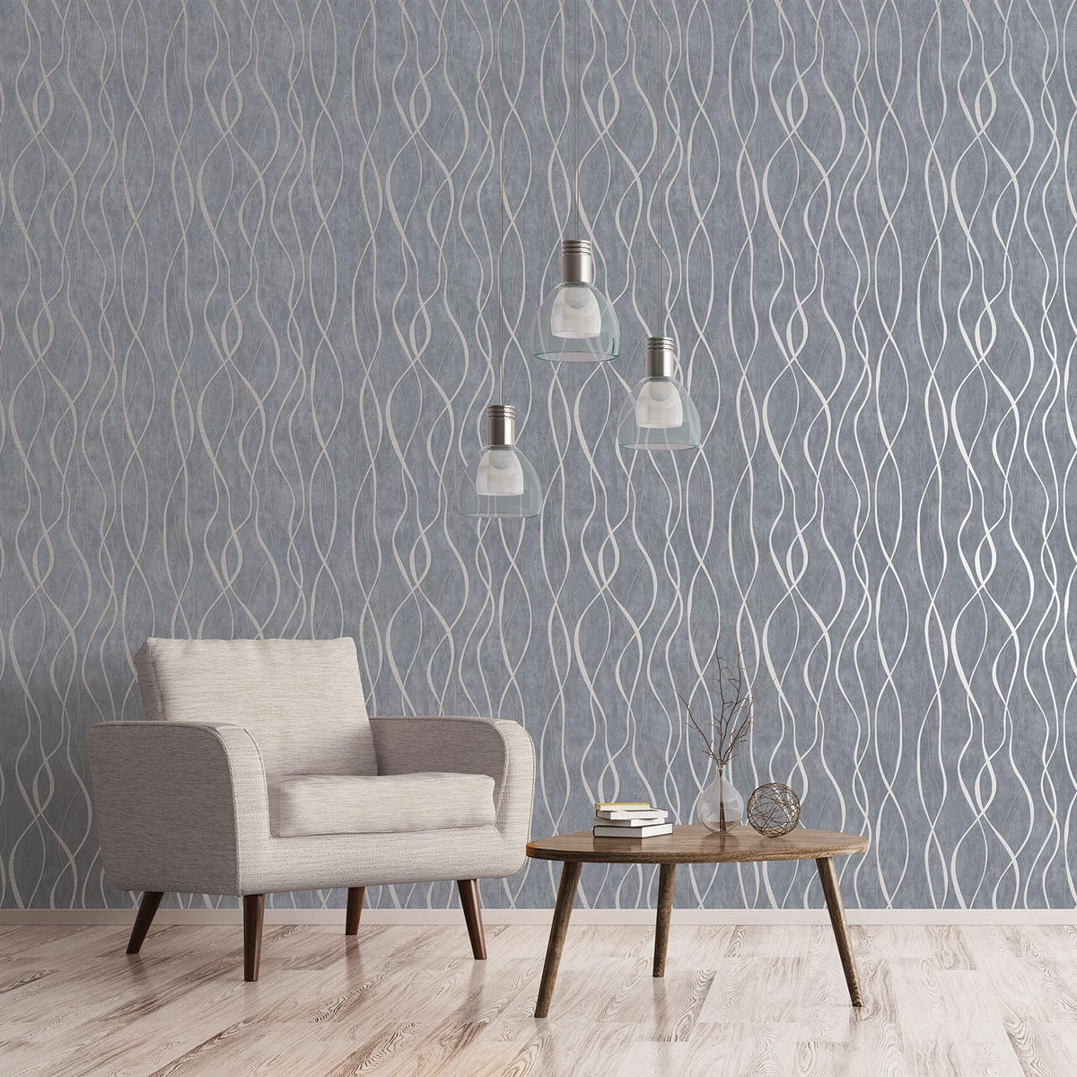 Galerie Glitter Ribbons Silver Grey Wallpaper