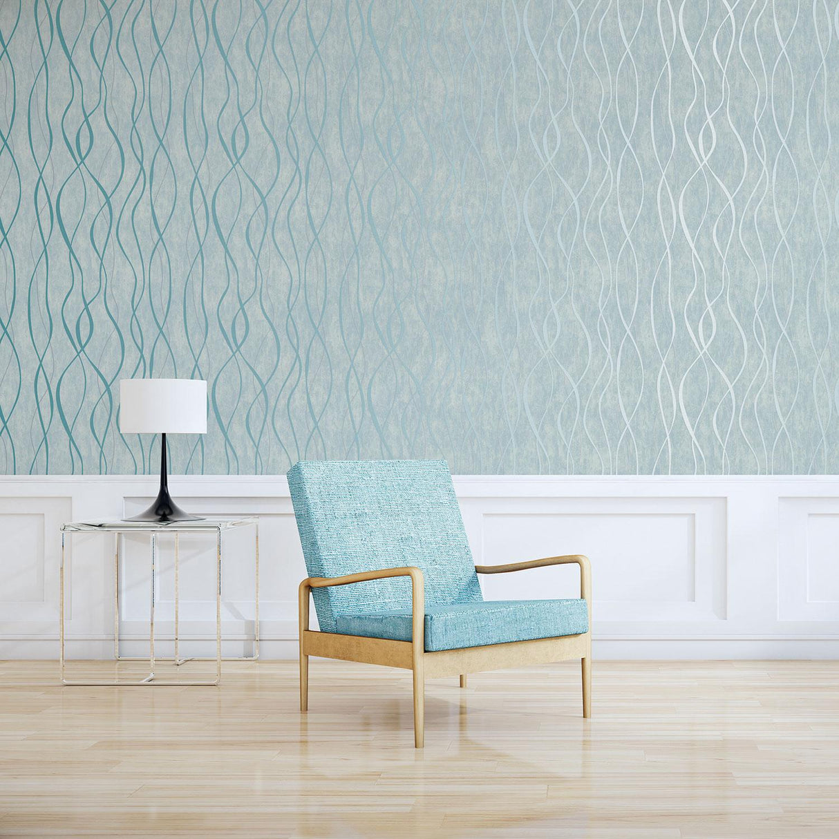 Galerie Glitter Ribbons Blue Wallpaper