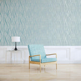 Galerie Glitter Ribbons Blue Wallpaper