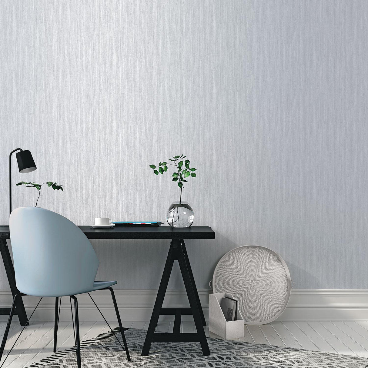 Galerie Vertical Textile Silver Grey Wallpaper