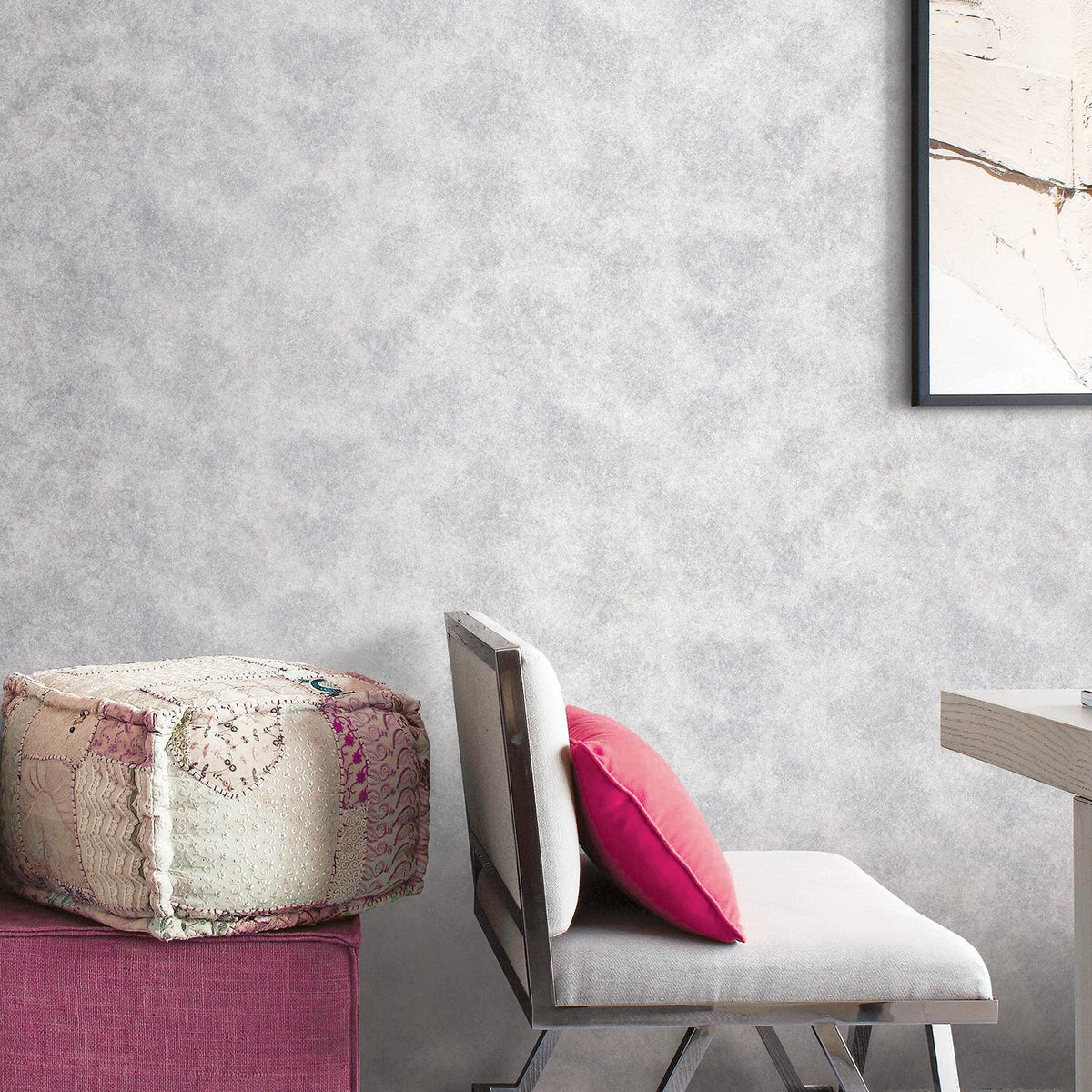 Galerie Metallic Crackle Texture Silver Grey Wallpaper