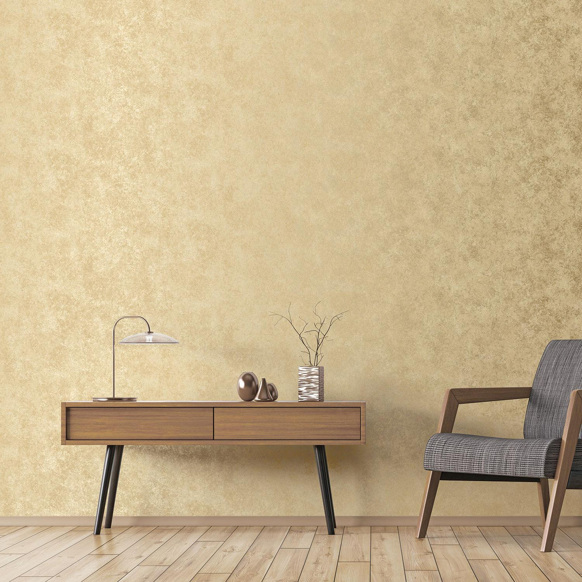 Galerie Metallic Crackle Texture Gold Wallpaper