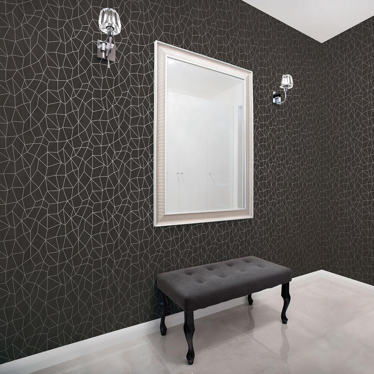 Galerie Glitter Web Black Wallpaper