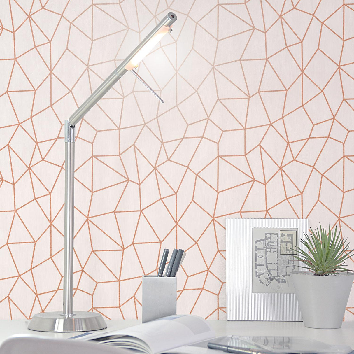 Galerie Glitter Web Orange Wallpaper