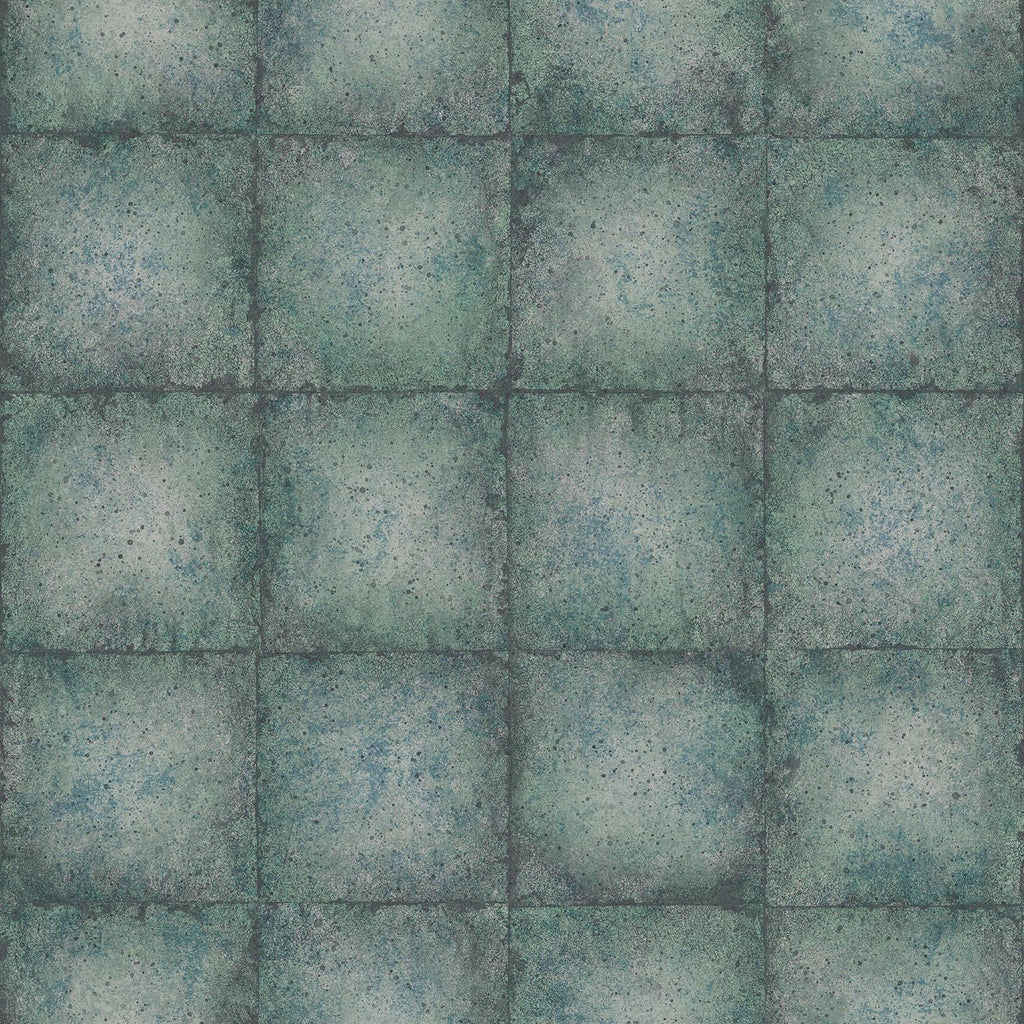 Galerie Metallic Tile Green Wallpaper