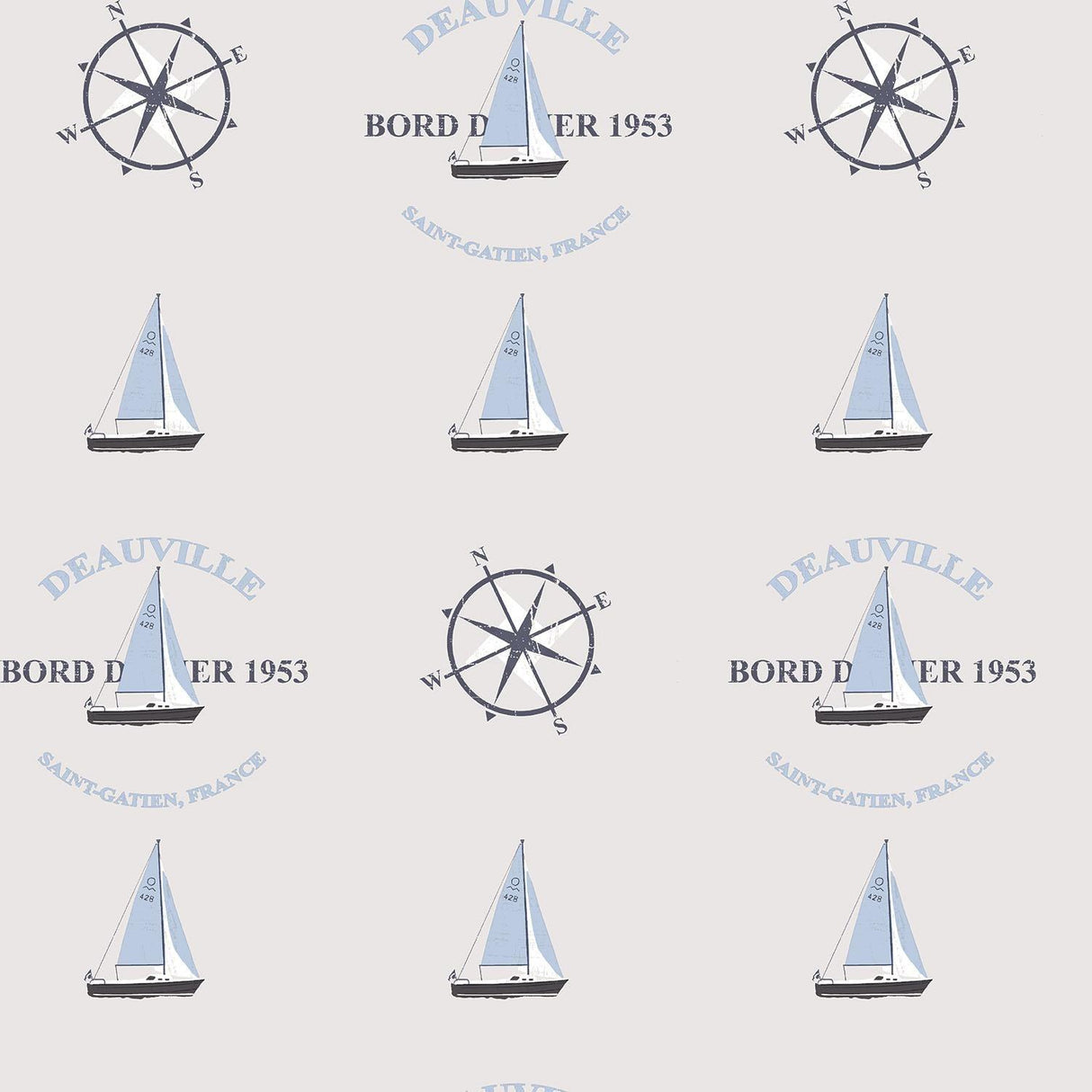 Galerie Deauville Boat Motif Beige Wallpaper