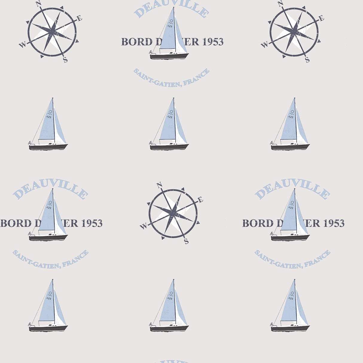 Galerie Deauville Boat Motif Beige Wallpaper