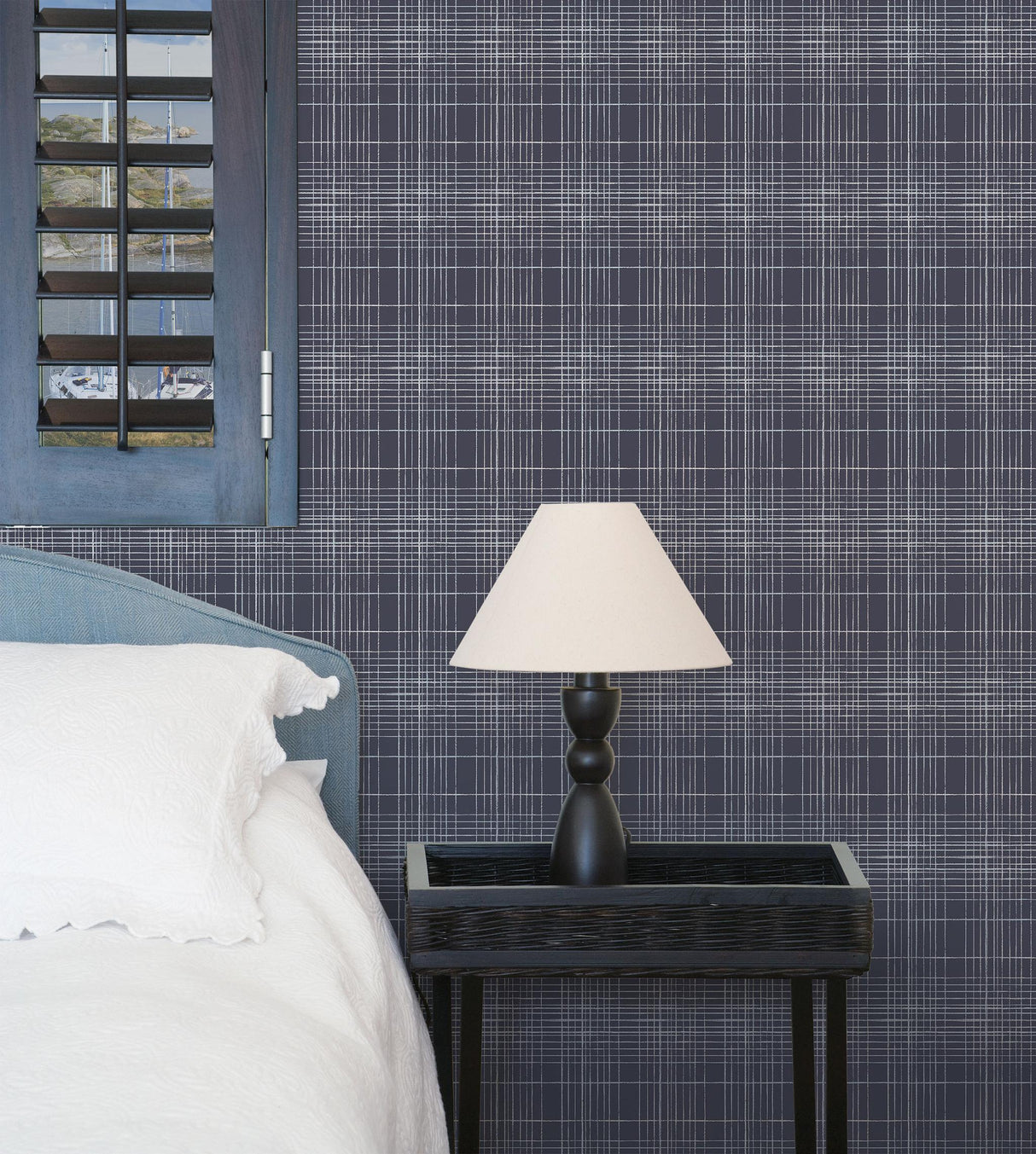Galerie Nautical Sea Plaid Blue Wallpaper