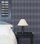 Galerie Nautical Sea Plaid Blue Wallpaper