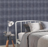 Galerie Nautical Sea Plaid Blue Wallpaper