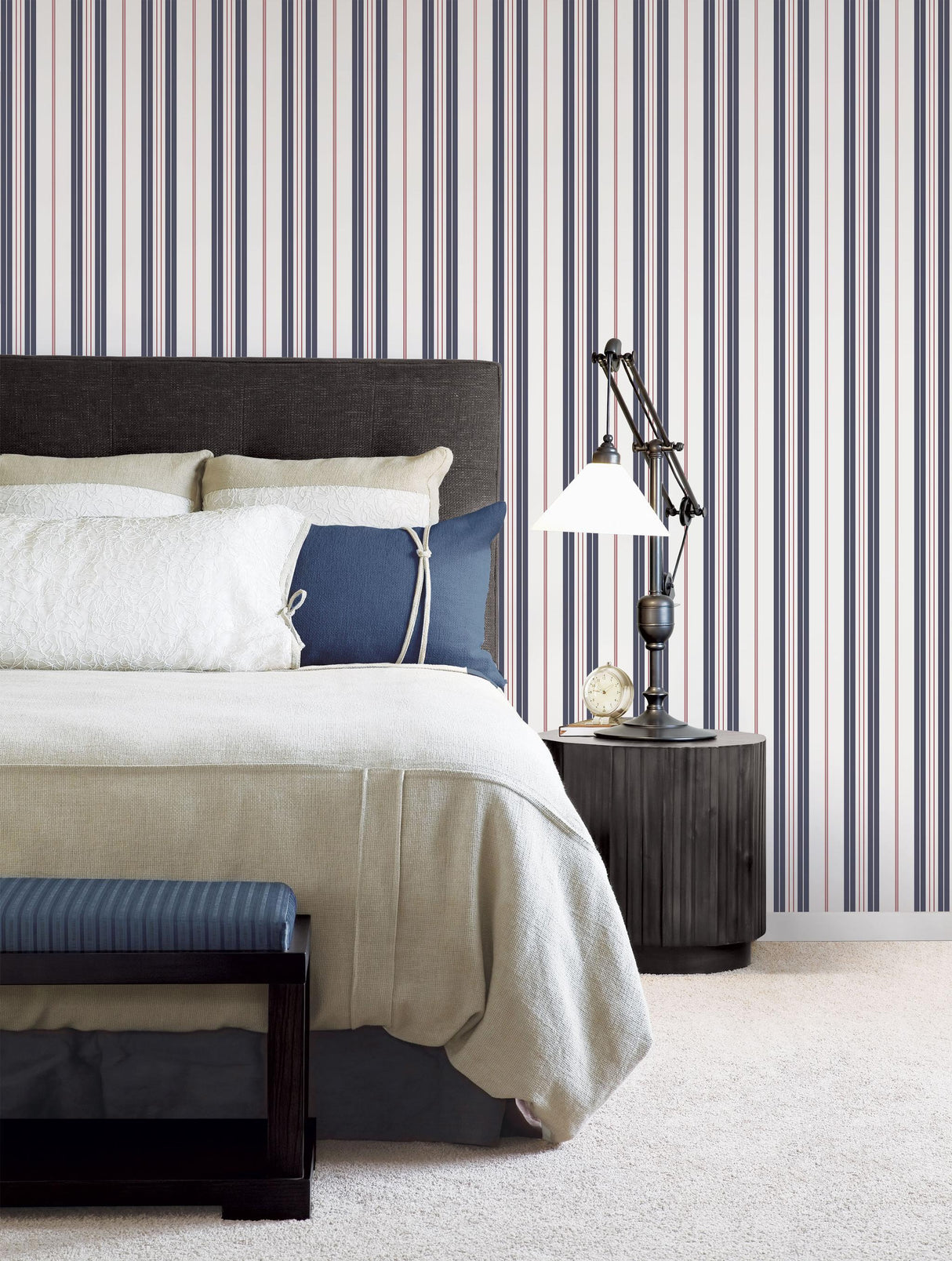 Galerie Two Colour Stripe Blue Wallpaper