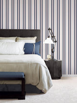 Galerie Two Colour Stripe Blue Wallpaper