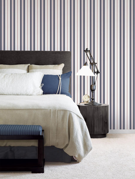 Galerie Two Colour Stripe Blue Wallpaper