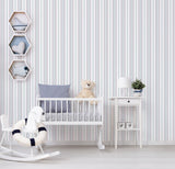 Galerie Two Colour Stripe Silver Grey Wallpaper