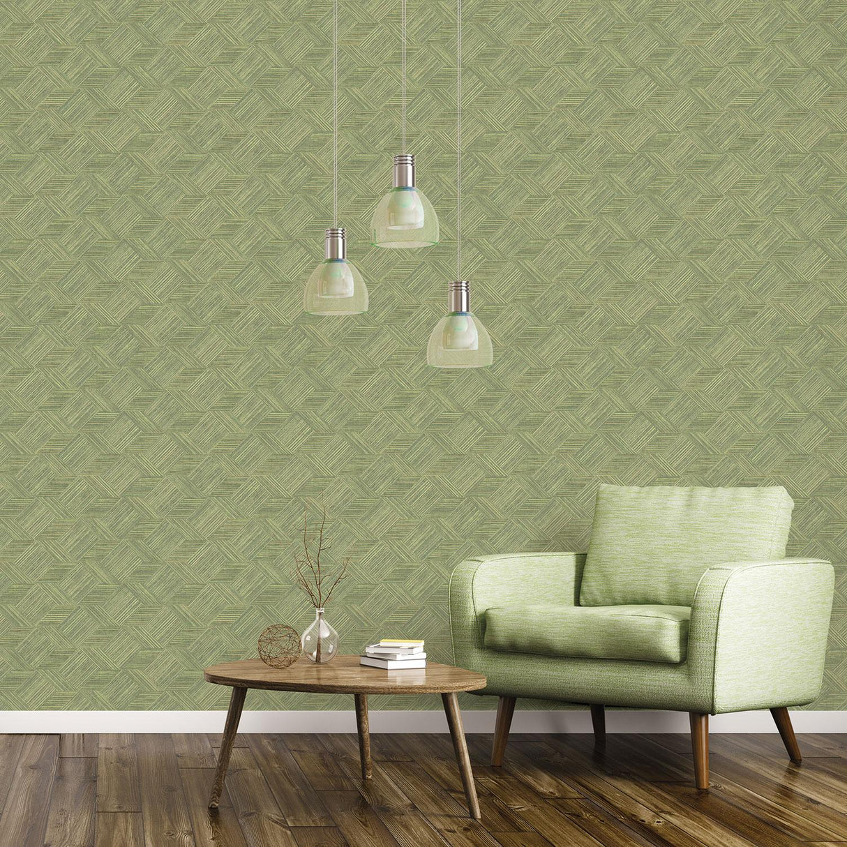 Galerie Grassy Tile Green Wallpaper