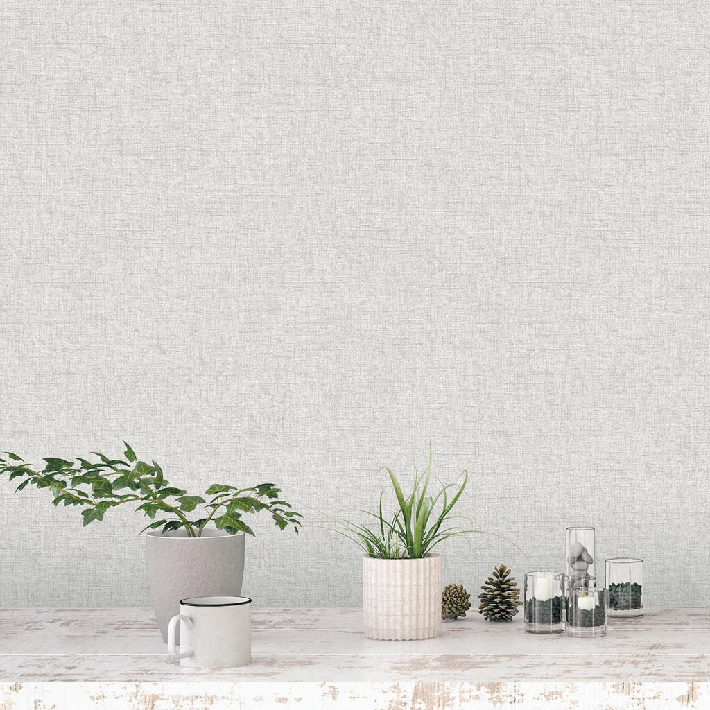 Galerie Linen Plain Silver Grey Wallpaper