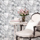 Galerie Perfume Labels Silver Grey Wallpaper
