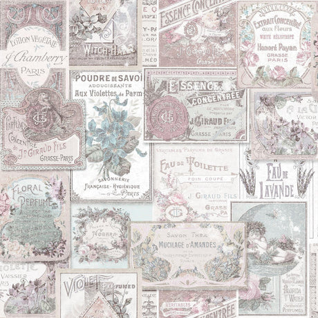 Galerie Perfume Labels Pink Wallpaper