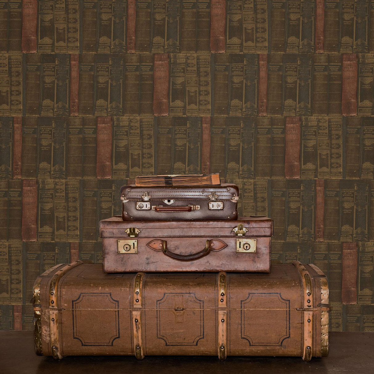 Galerie Library Books Bronze Brown Wallpaper