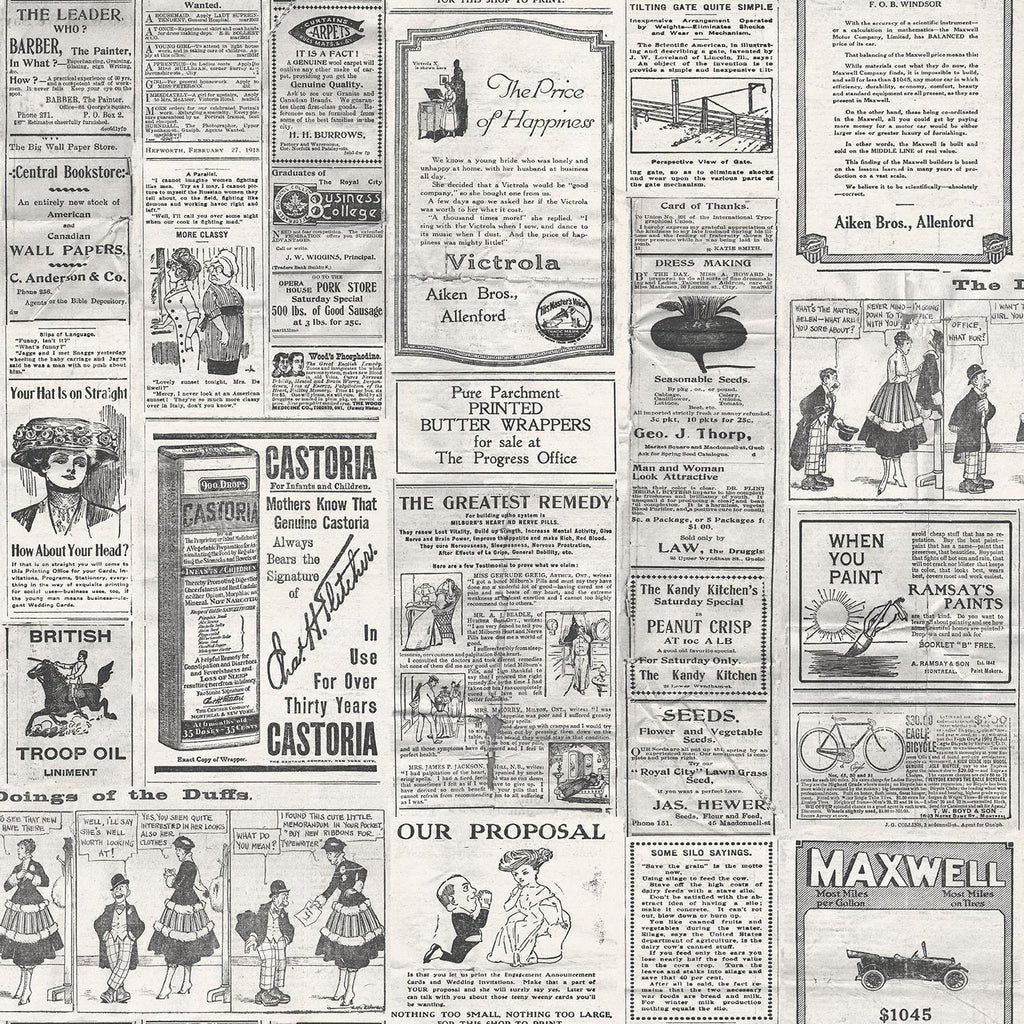 Galerie Newspapers Beige Wallpaper