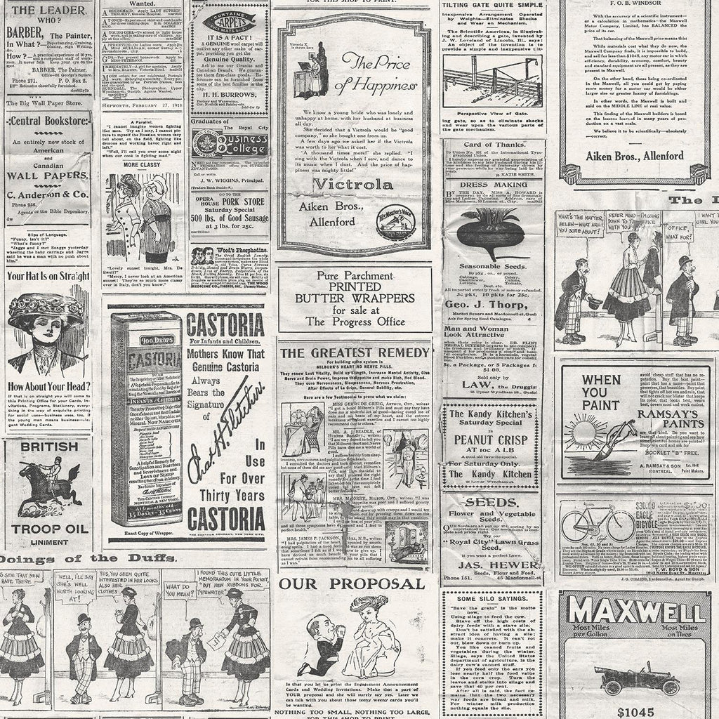 Galerie Newspapers Beige Wallpaper
