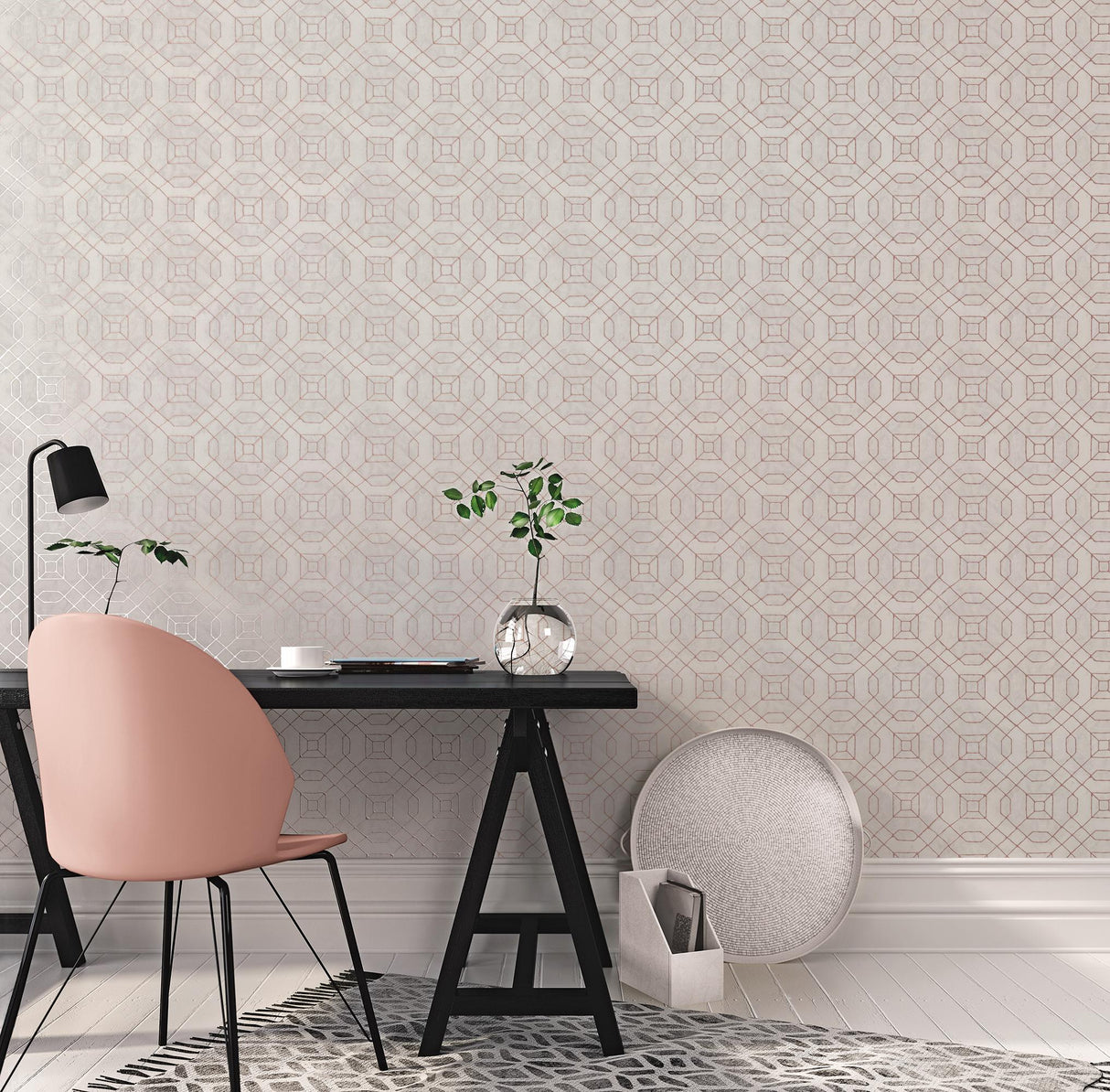 Galerie Metallic Geometric Silver Grey Wallpaper